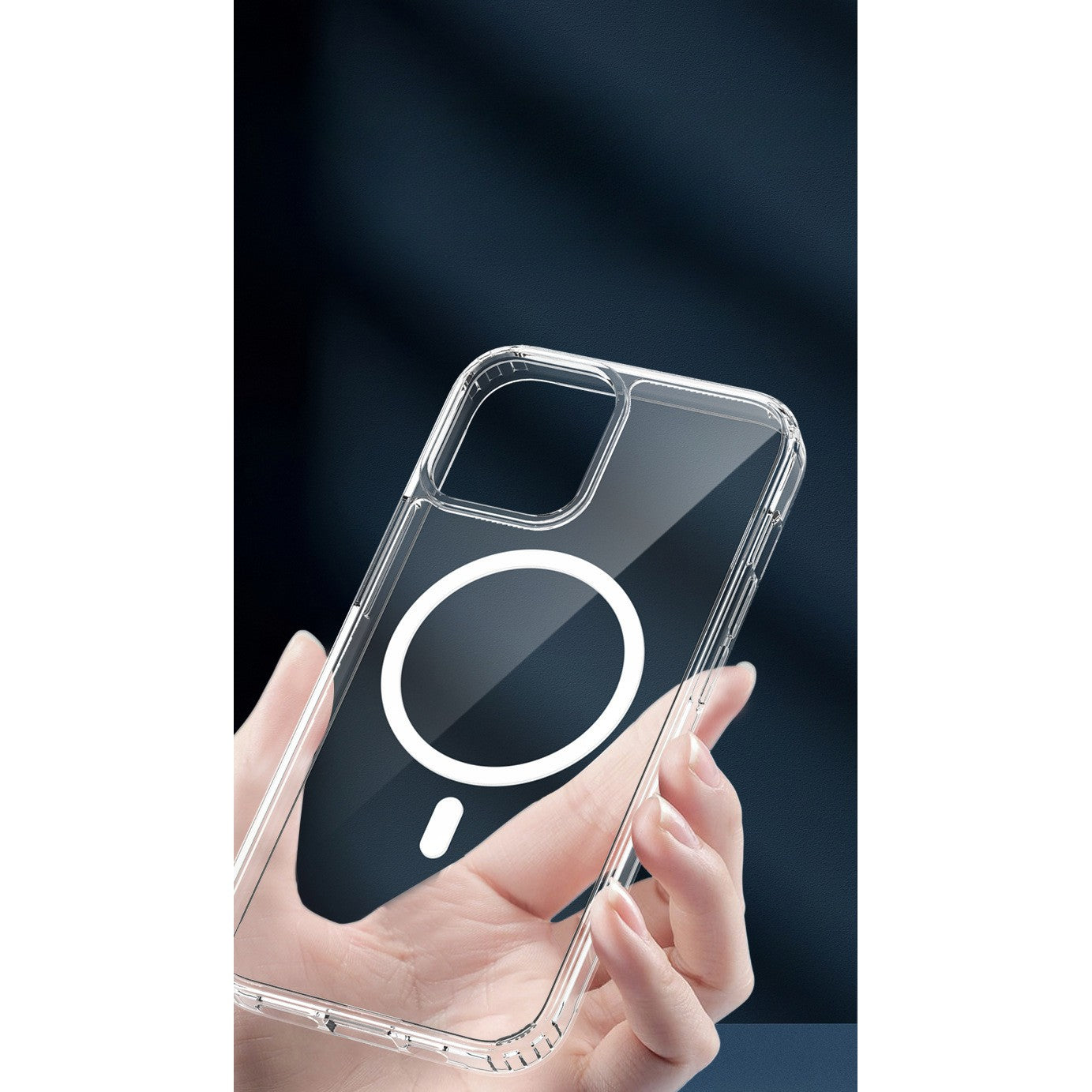Husa protectie pentru iPhone 14 Mag Safe, 2 in 1 incarcare si magnet, Silicone, Transparenta