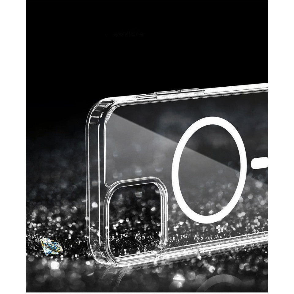 Husa protectie pentru iPhone 12 Mag Safe, 2 in 1 incarcare si magnet, Silicone, Transparenta