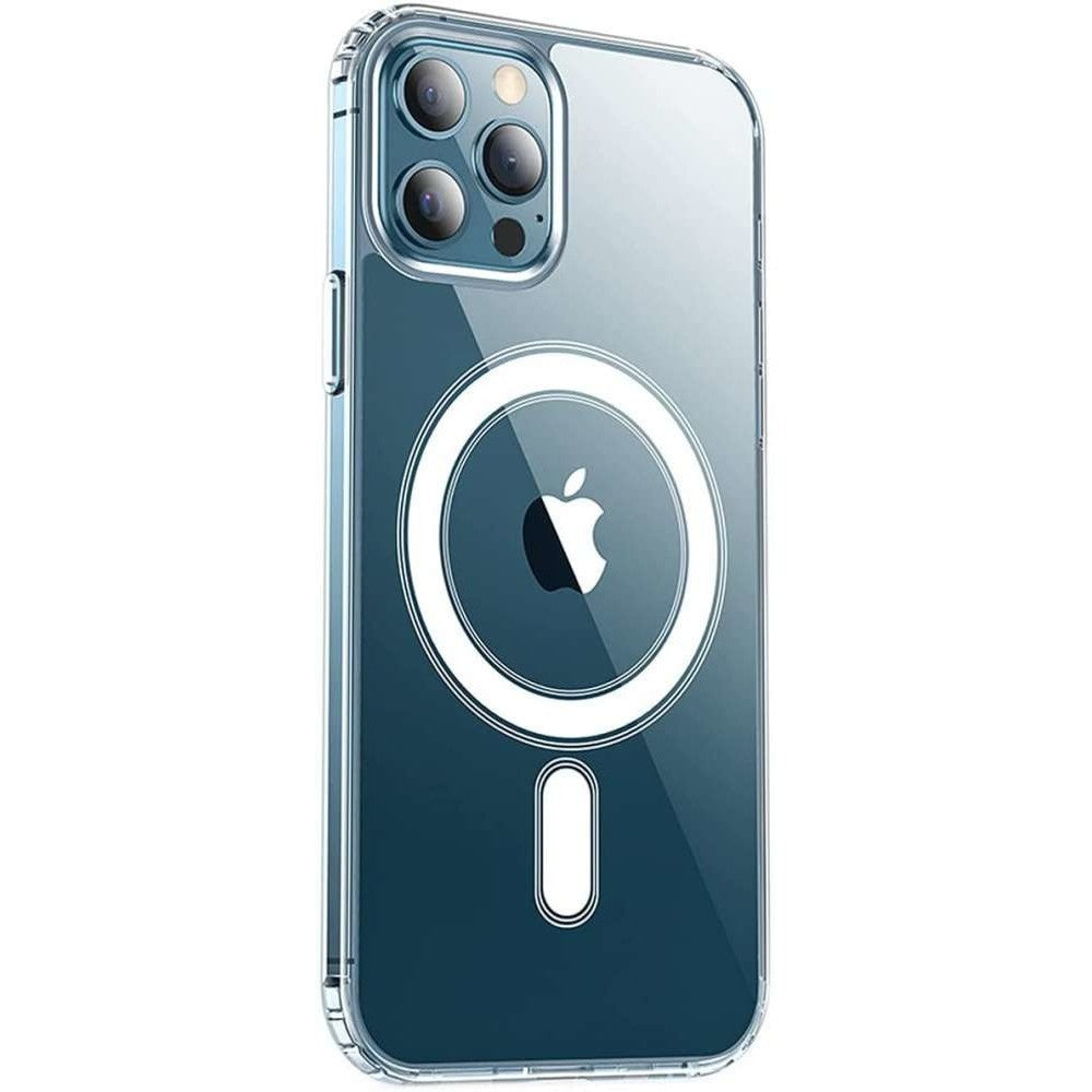 Husa protectie pentru iPhone 13 Mag Safe, 2 in 1 incarcare si magnet, Silicone, Transparenta