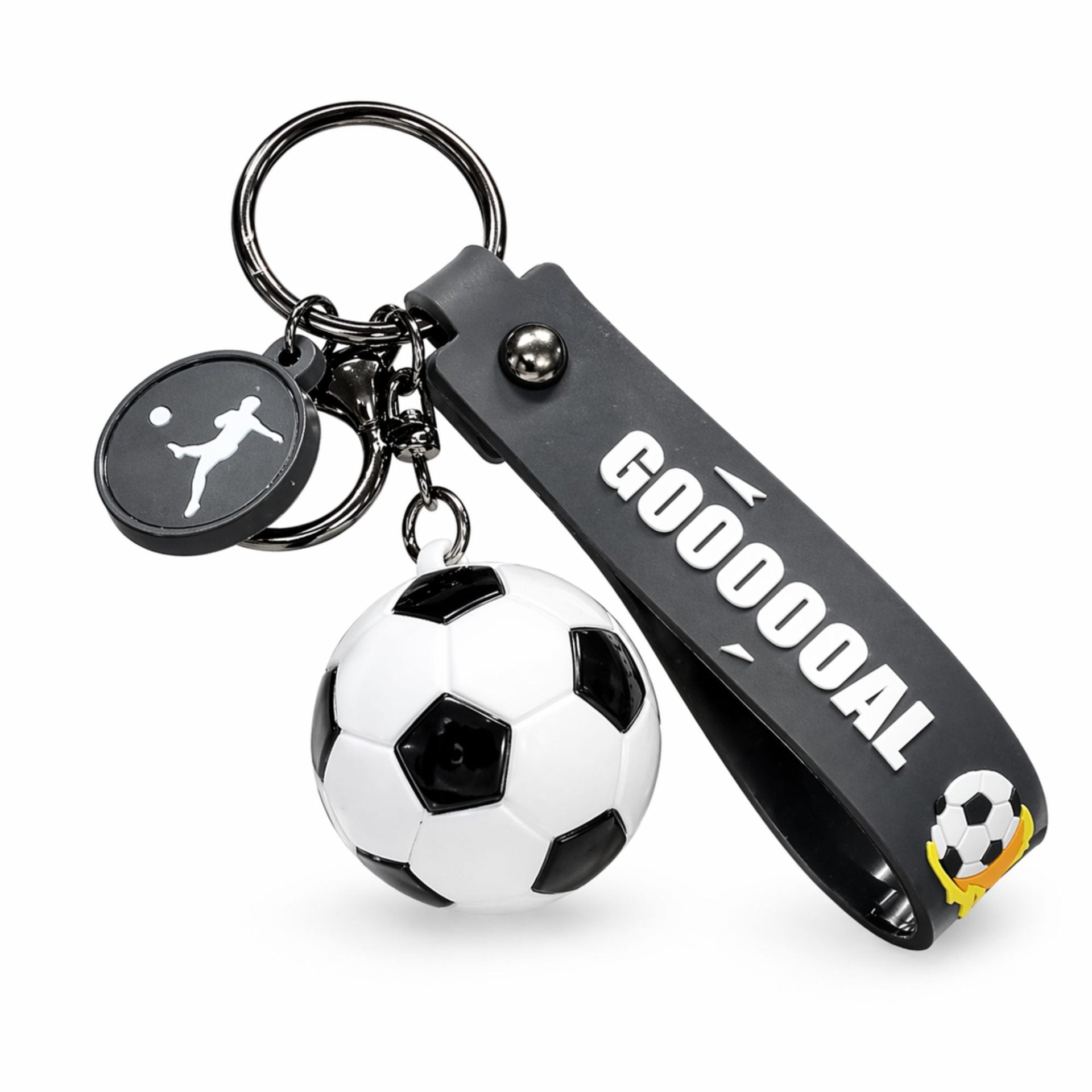 Breloc Chei, Model Minge de Fotbal, Cupa Mondiala, Accesoriu Pentru Chei si Rucsac, Material Acril, 50 g, Alb/Negru
