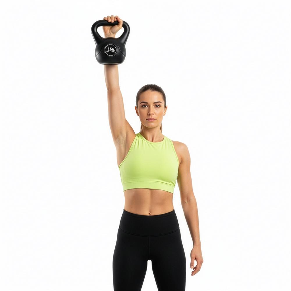 Kettlebell 4 kg, bitum cu invelis rezistent ABS, 21x23 cm, negru