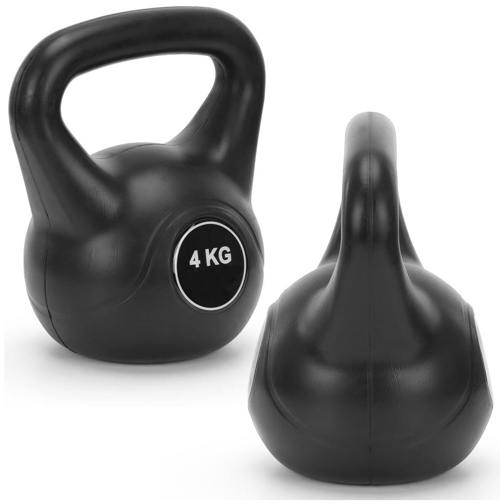 Kettlebell 4 kg, bitum cu invelis rezistent ABS, 21x23 cm, negru