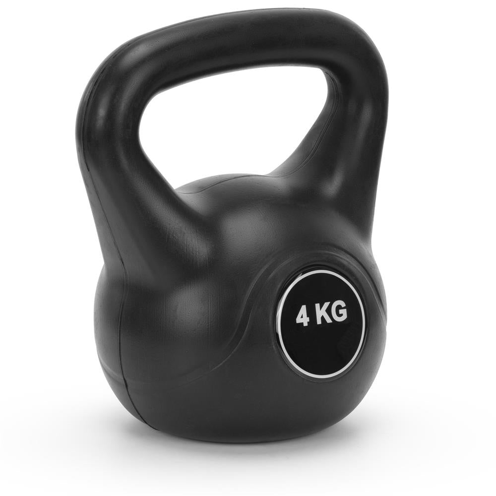 Kettlebell 4 kg, bitum cu invelis rezistent ABS, 21x23 cm, negru
