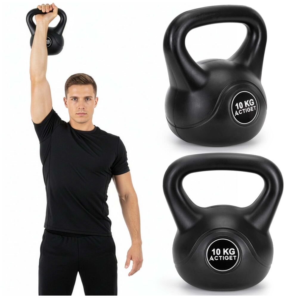 Kettlebell 10 kg, bitum cu invelis rezistent ABS, 25x27 cm, negru