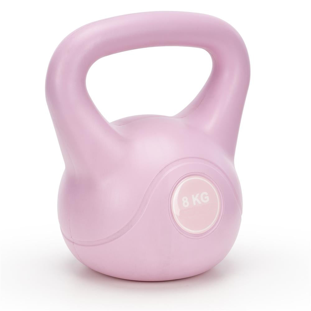 Kettlebell 8 kg, bitum cu invelis rezistent ABS, 23x24 cm, roz