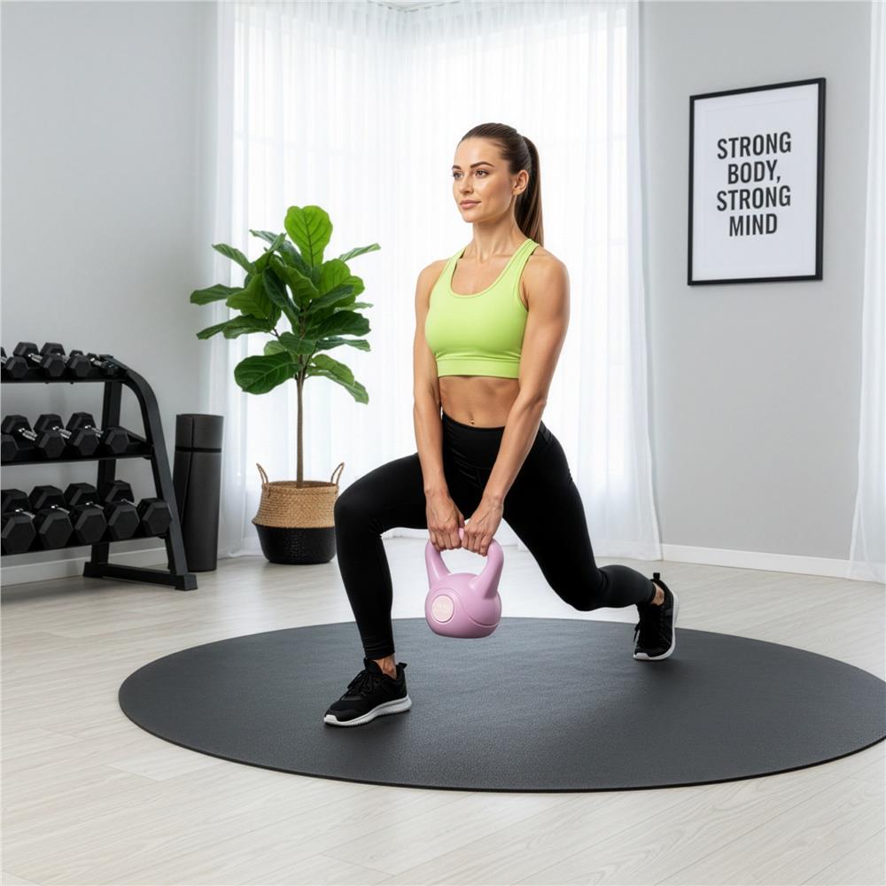 Kettlebell 10 kg, bitum cu invelis rezistent ABS, 25x27 cm, roz