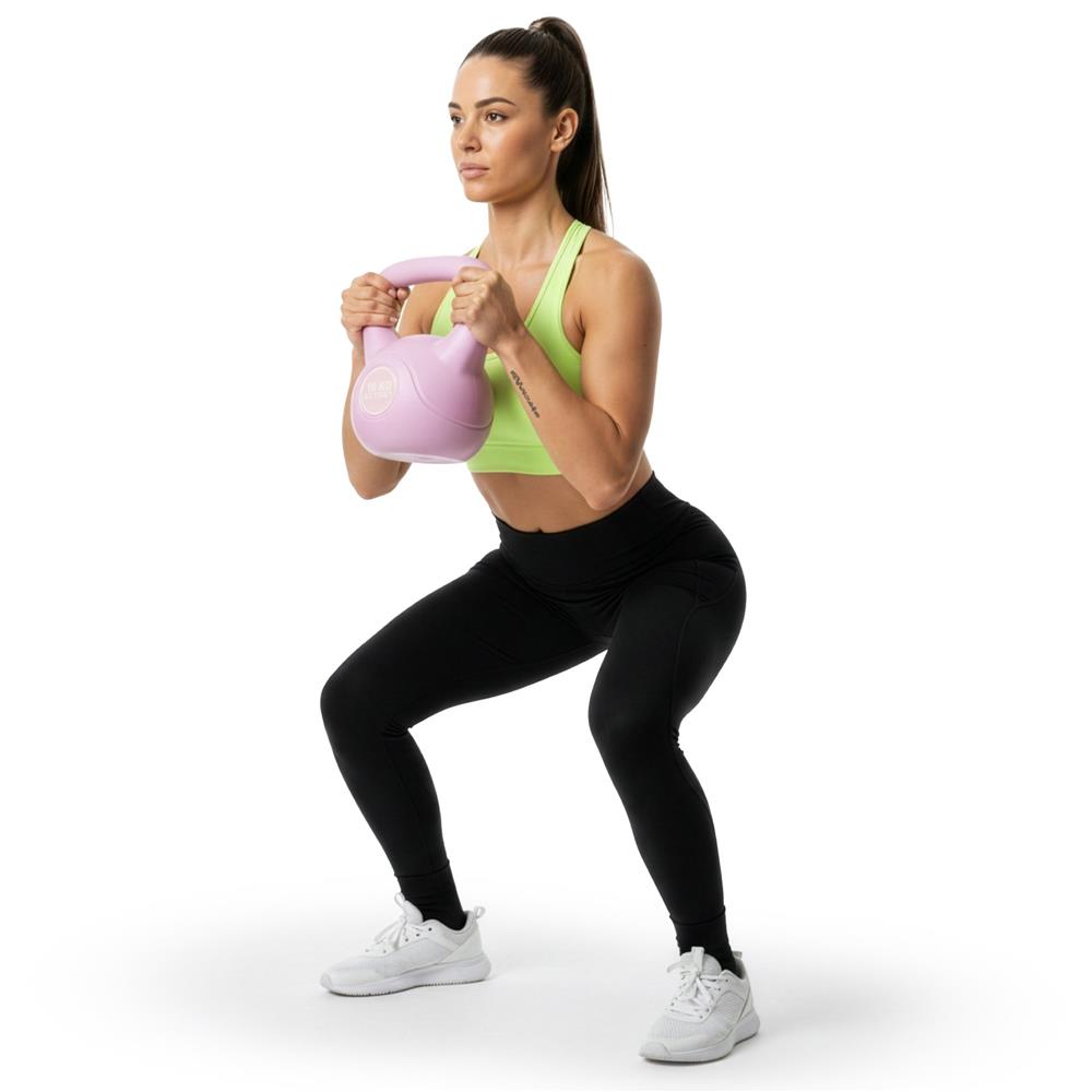Kettlebell 10 kg, bitum cu invelis rezistent ABS, 25x27 cm, roz