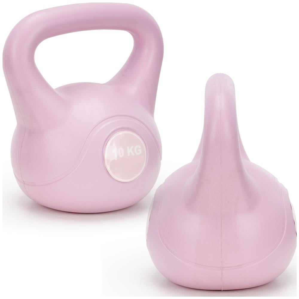 Kettlebell 10 kg, bitum cu invelis rezistent ABS, 25x27 cm, roz