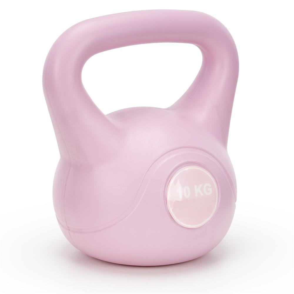 Kettlebell 10 kg, bitum cu invelis rezistent ABS, 25x27 cm, roz