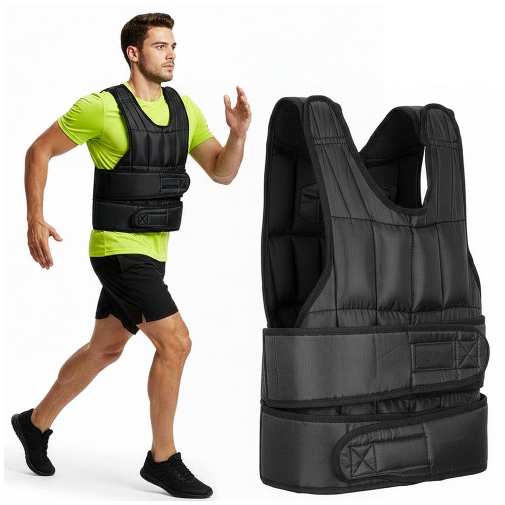 Vesta fitness cu greutati 20 kg, umplutura reglabila din nisip fier, 58x40 cm, negru