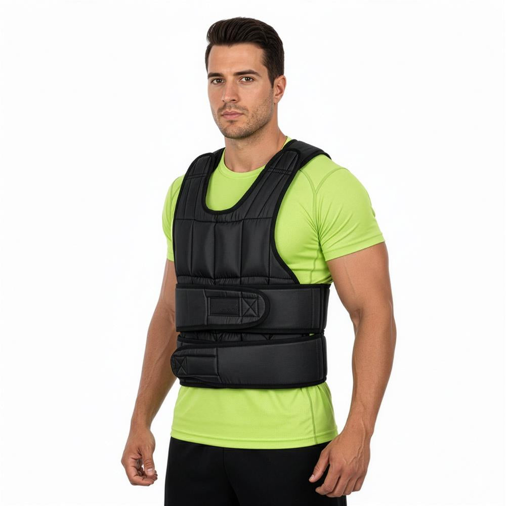 Vesta fitness cu greutati 20 kg, umplutura reglabila din nisip fier, 58x40 cm, negru