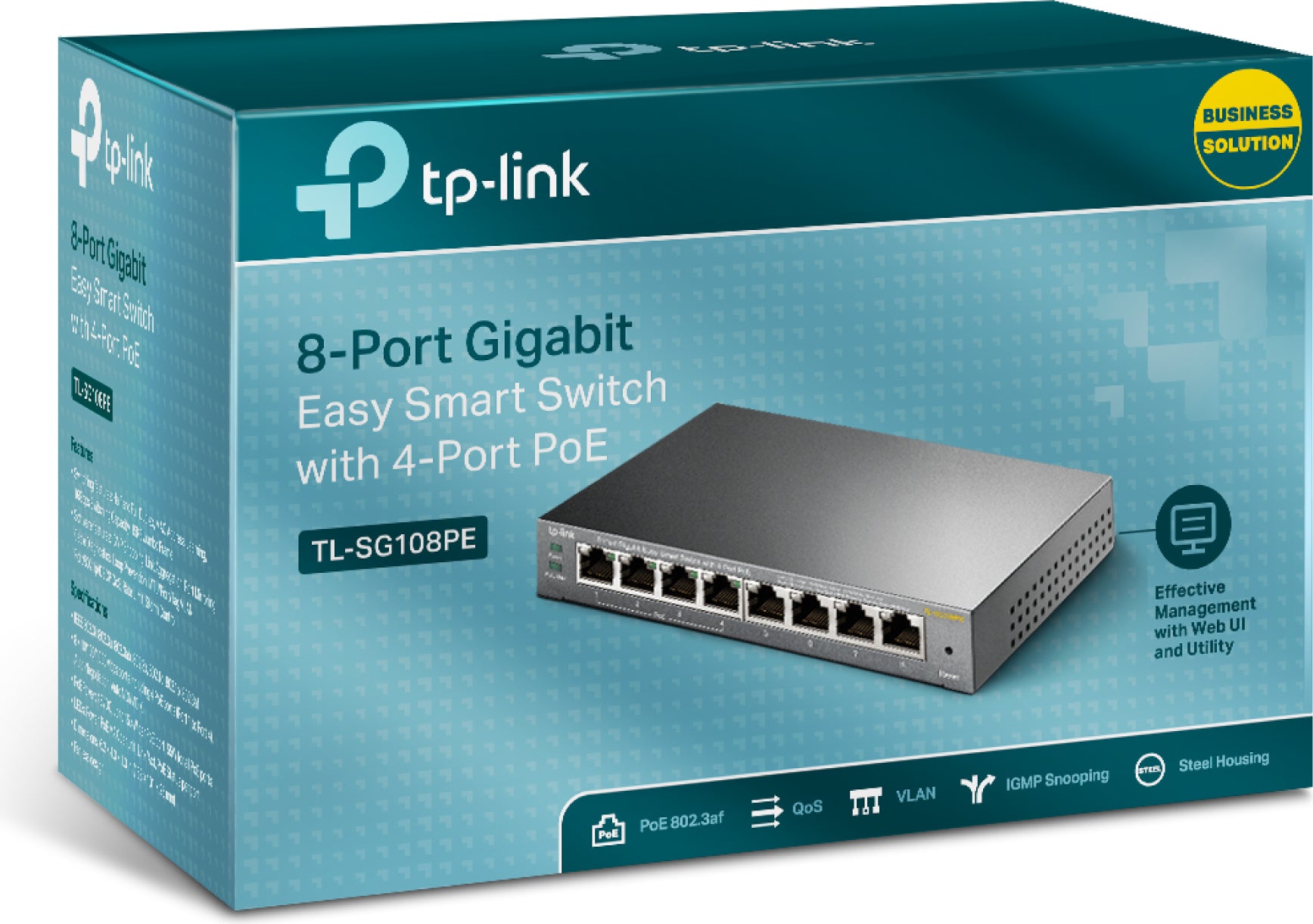 SWITCH PoE TP-LINK 8 porturi Gigabit (4 PoE), IEEE 802.3af, carcasa metalica "TL-SG108PE"