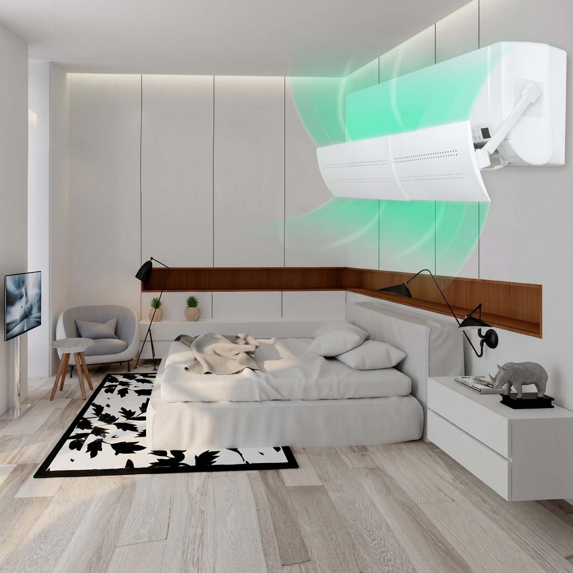Deflector pentru Aer Conditionat, Model M cu Deschidere Completa, Accesoriu pentru Directionarea Fluxului de Aer si Reducerea Curentului Direc, 56 x 18 cm