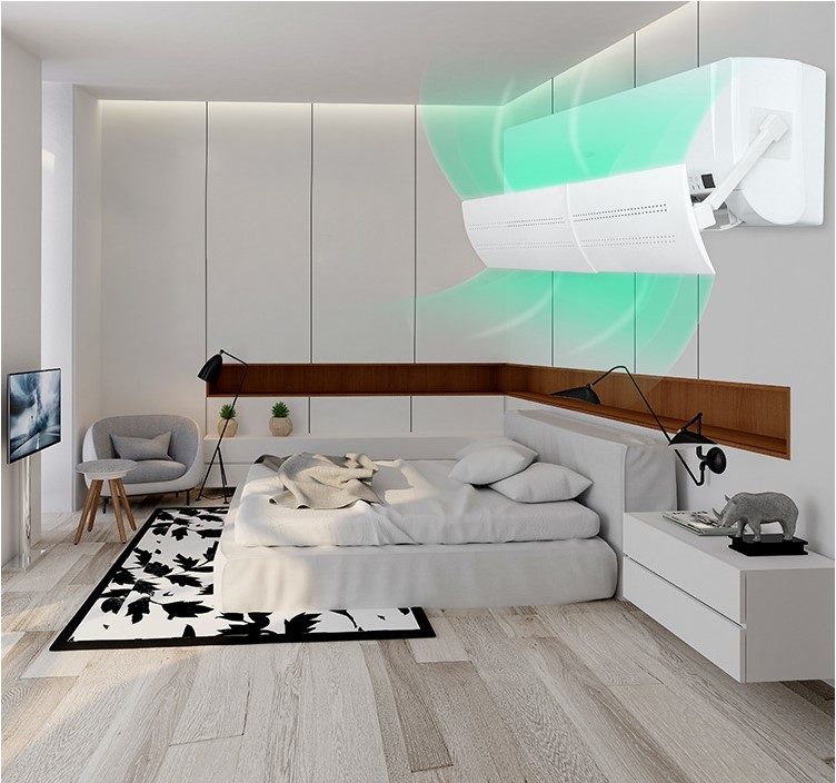 Deflector pentru Aer Conditionat, Model M cu Deschidere Completa, Accesoriu pentru Directionarea Fluxului de Aer si Reducerea Curentului Direc, 56 x 18 cm