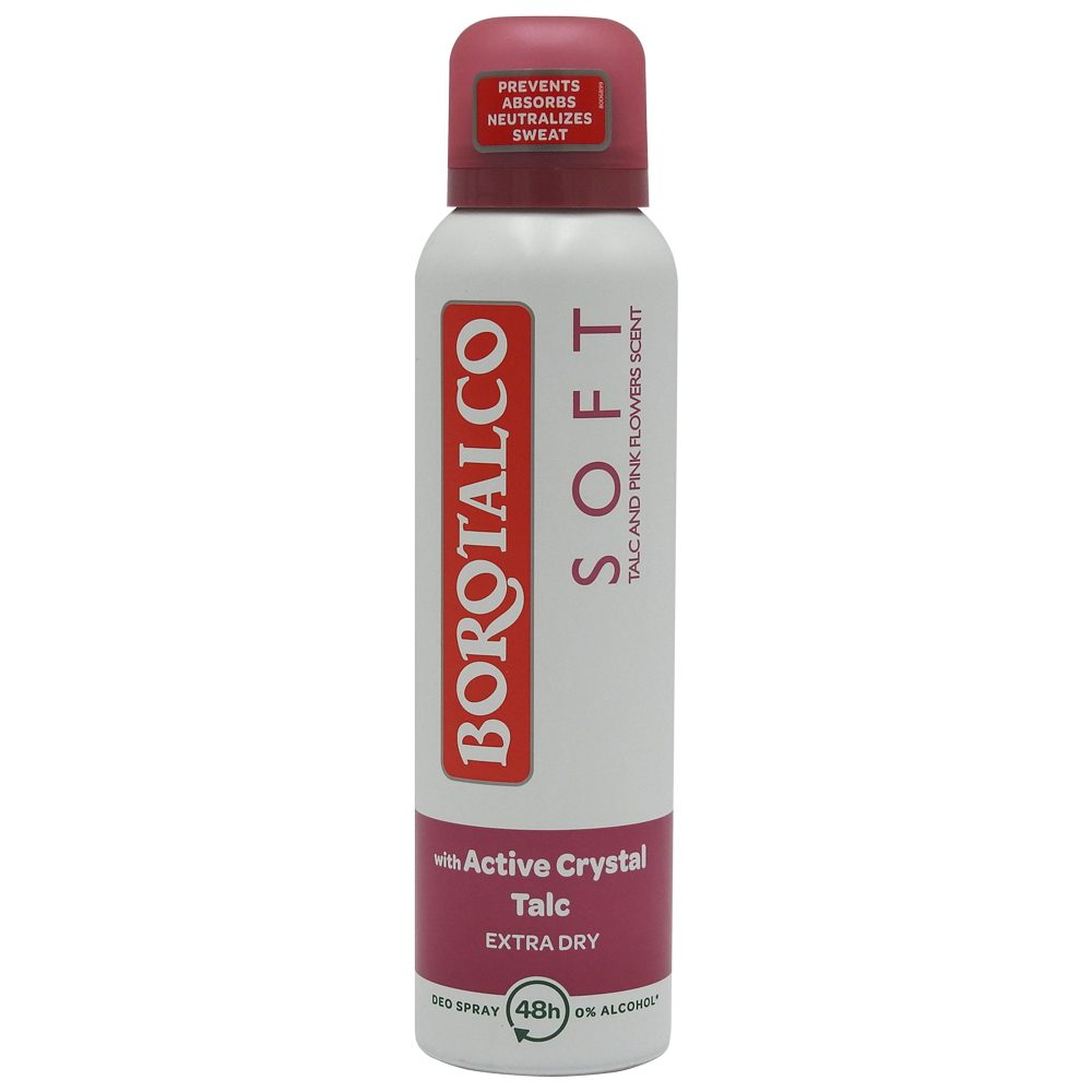 Antiperspirant Deodorant, Borotalco, 150 ml Soft Con Talco Cristalli Attivi