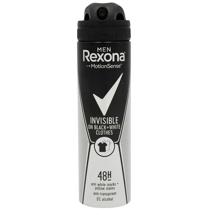 Deodorant Antiperspirant Spray, Rexona Men, 48 h, Motion Sense Invisible Black + White