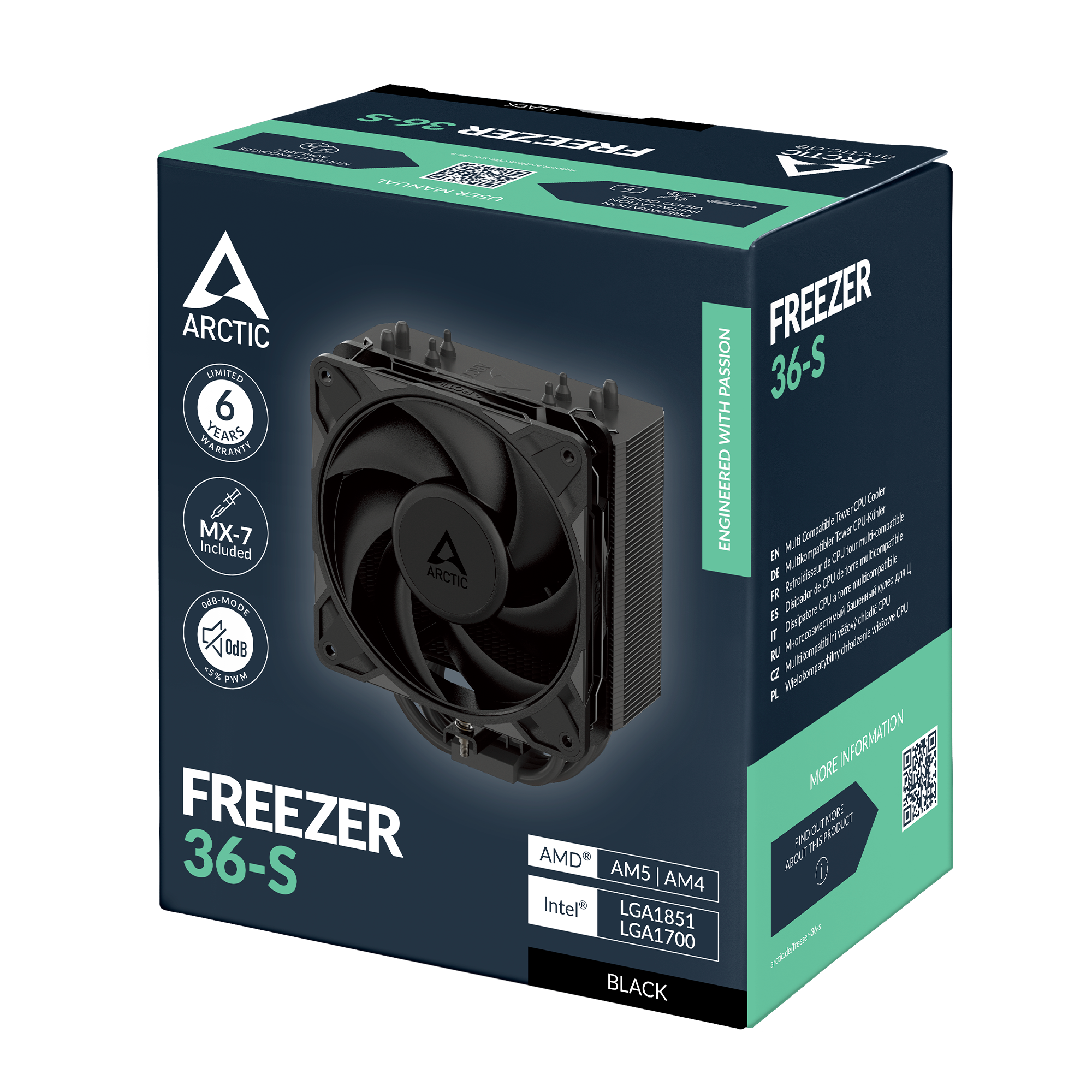 COOLER Arctic "Freezer 36 (Black) SI" - bulk, racire aer, HDT heatpipe, skt. Intel LGA 1700, AMD AM5/AM4, fan 120mm, "AOCPU00012A"