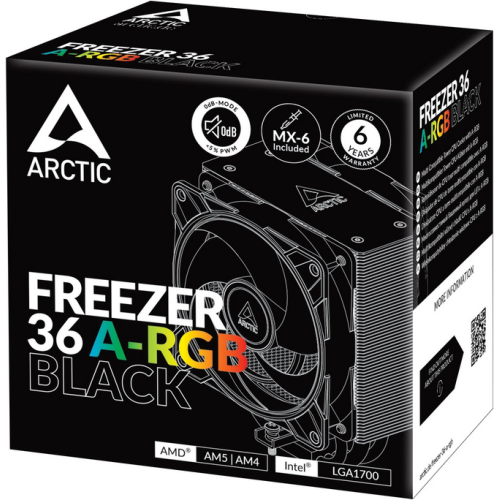 COOLER Arctic "Freezer 36 A-RGB (Black) SI" - bulk, racire aer, HDT heatpipe, skt. Intel LGA 1700, AMD AM5/AM4, fan 120mm, LED ARGB, "AOCPU00013A"