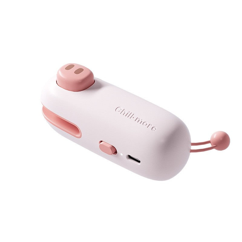 Aparat de Sigilat Ambalaje, Incarcare USB Tip C, 400 mAh, 10.2 x 3.7 x 4.3 cm, Model Porc, Roz