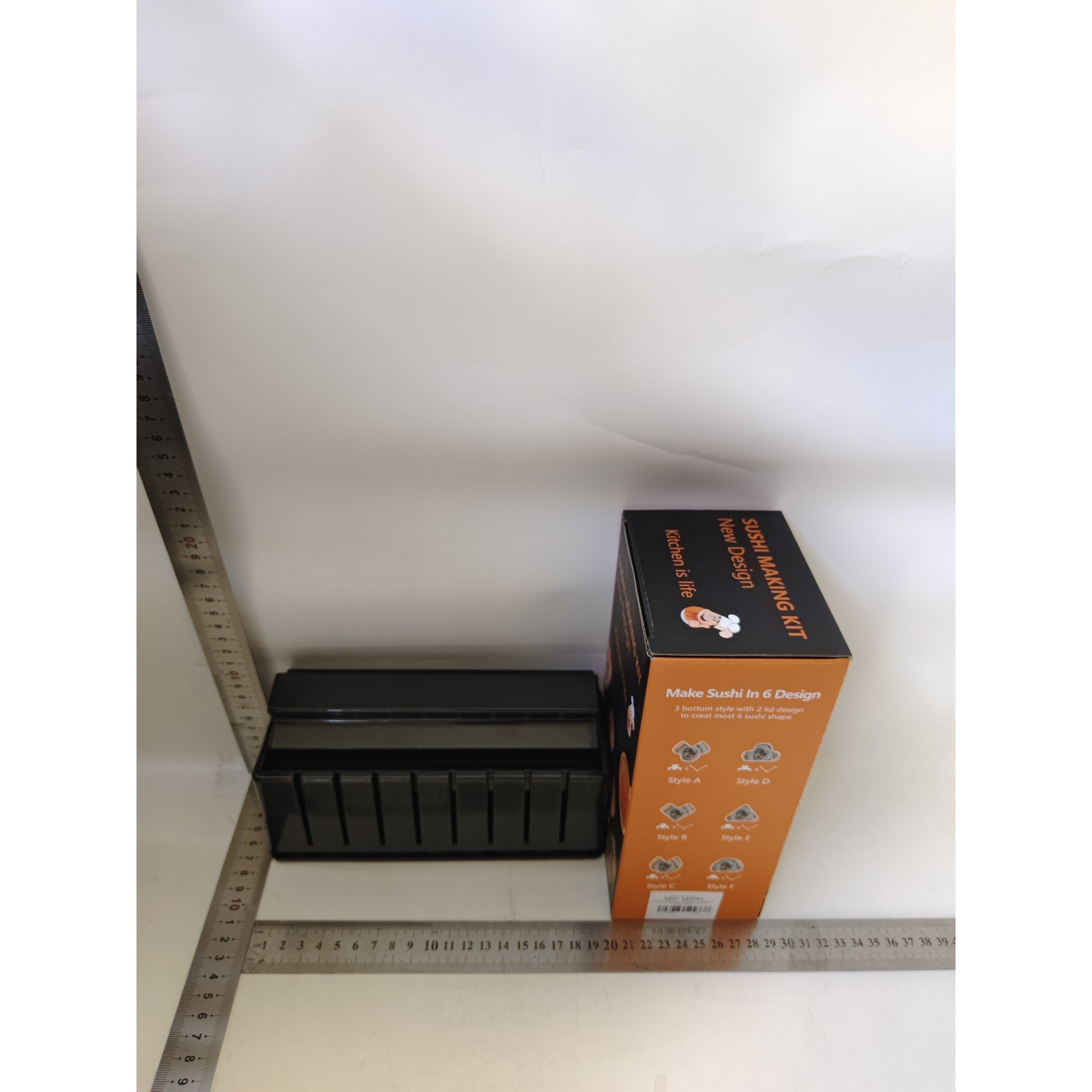Aparat pentru Sushi, Set 7 Accesorii pentru Sushi, Ofera 3 Forme de Design, Rotund, Triunghi, Inimioare, Negru