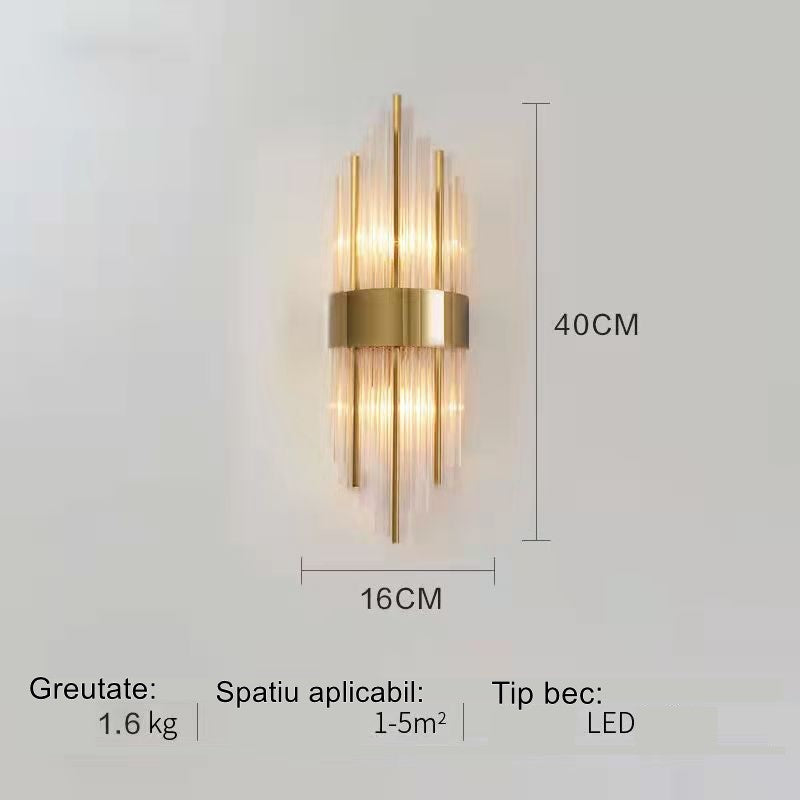 Aplica de Perete, Flippy, pentru Interior, din Otel Inoxidabil si Sticla, 40 x 16 cm, LED, Auriu