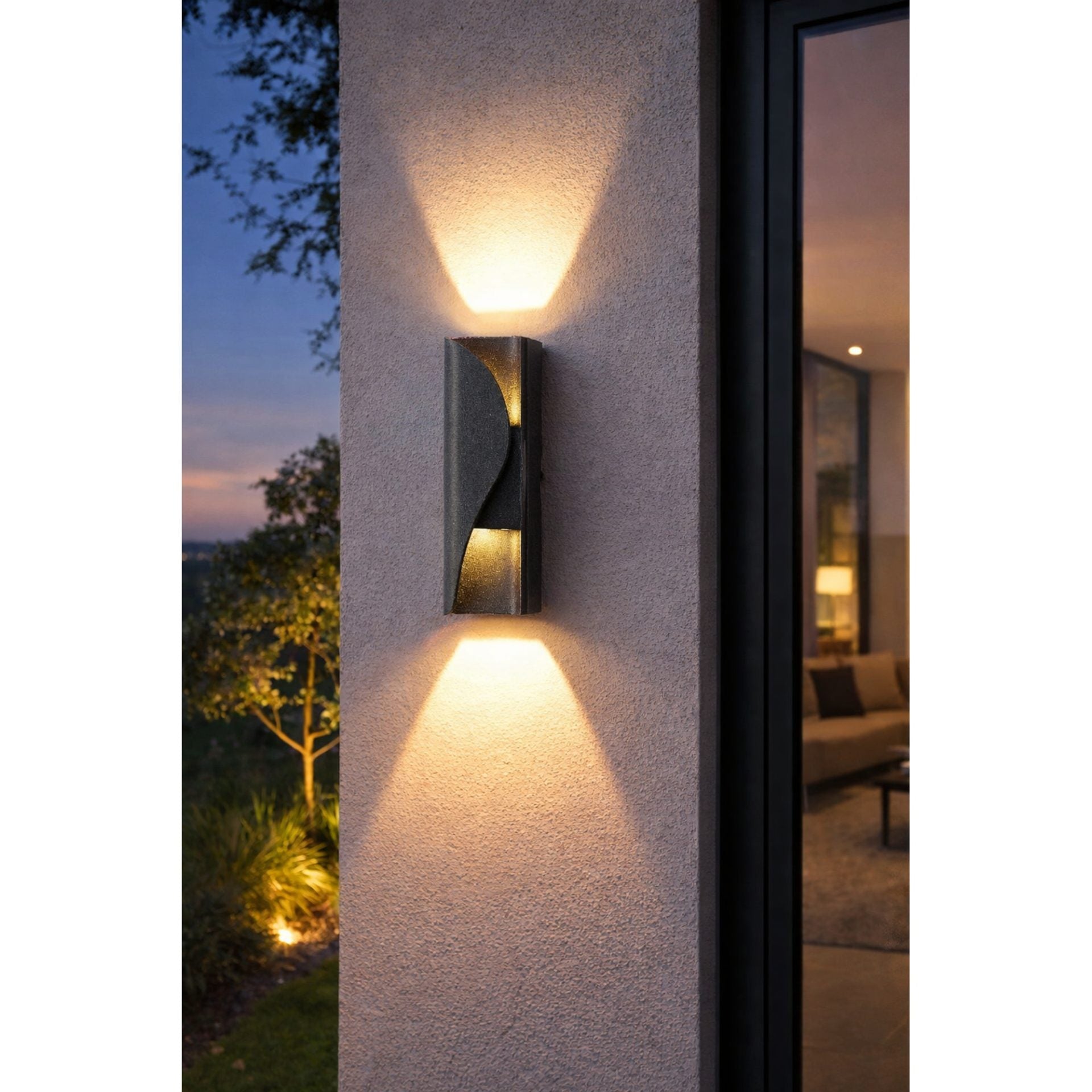 Aplica LED AX221 de Exterior si Interior, 2 Surse x 6W, Metalic, Negru, 3000K