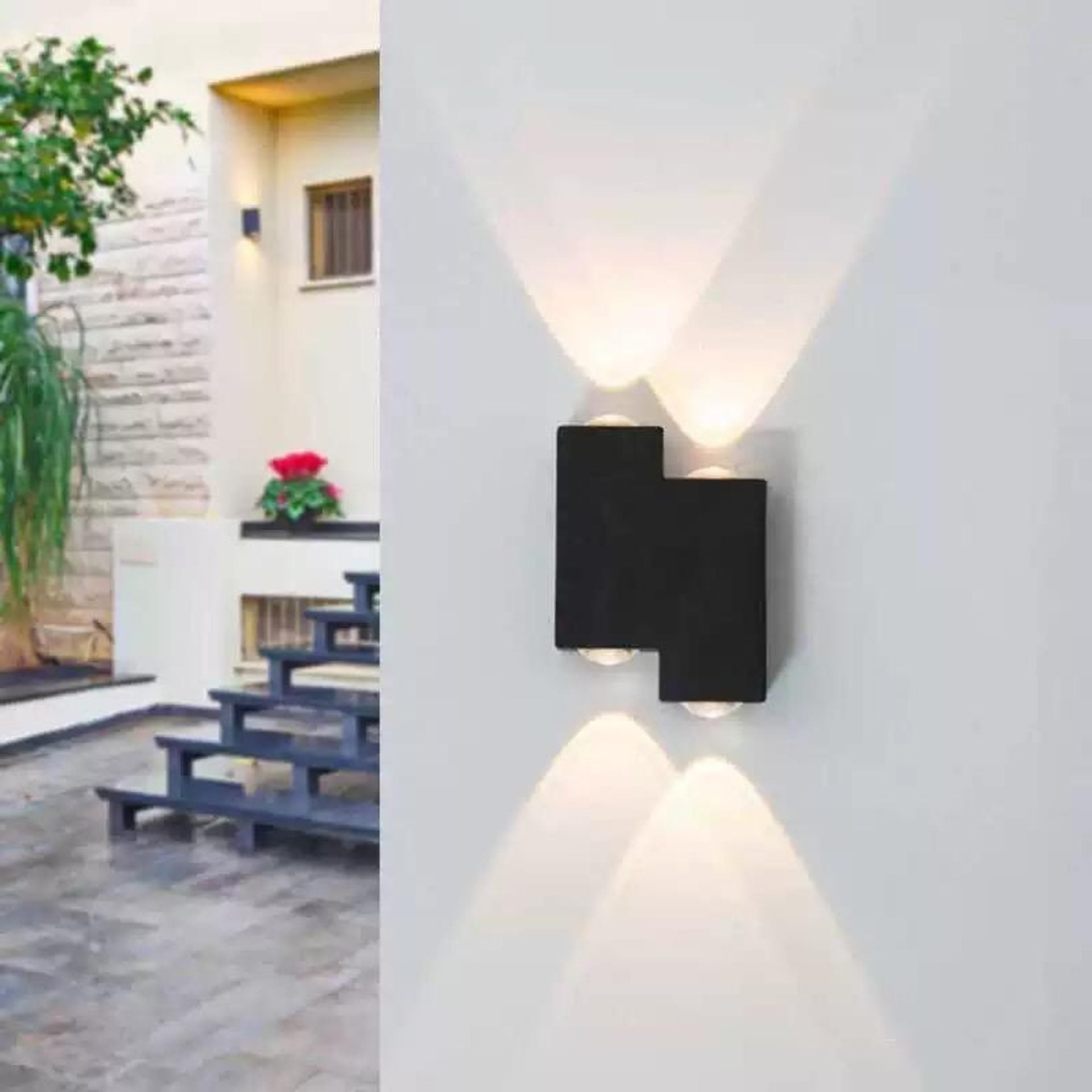 Aplica LED AX232, Exterior, 4 Surse, 4W, Negru, 3000K