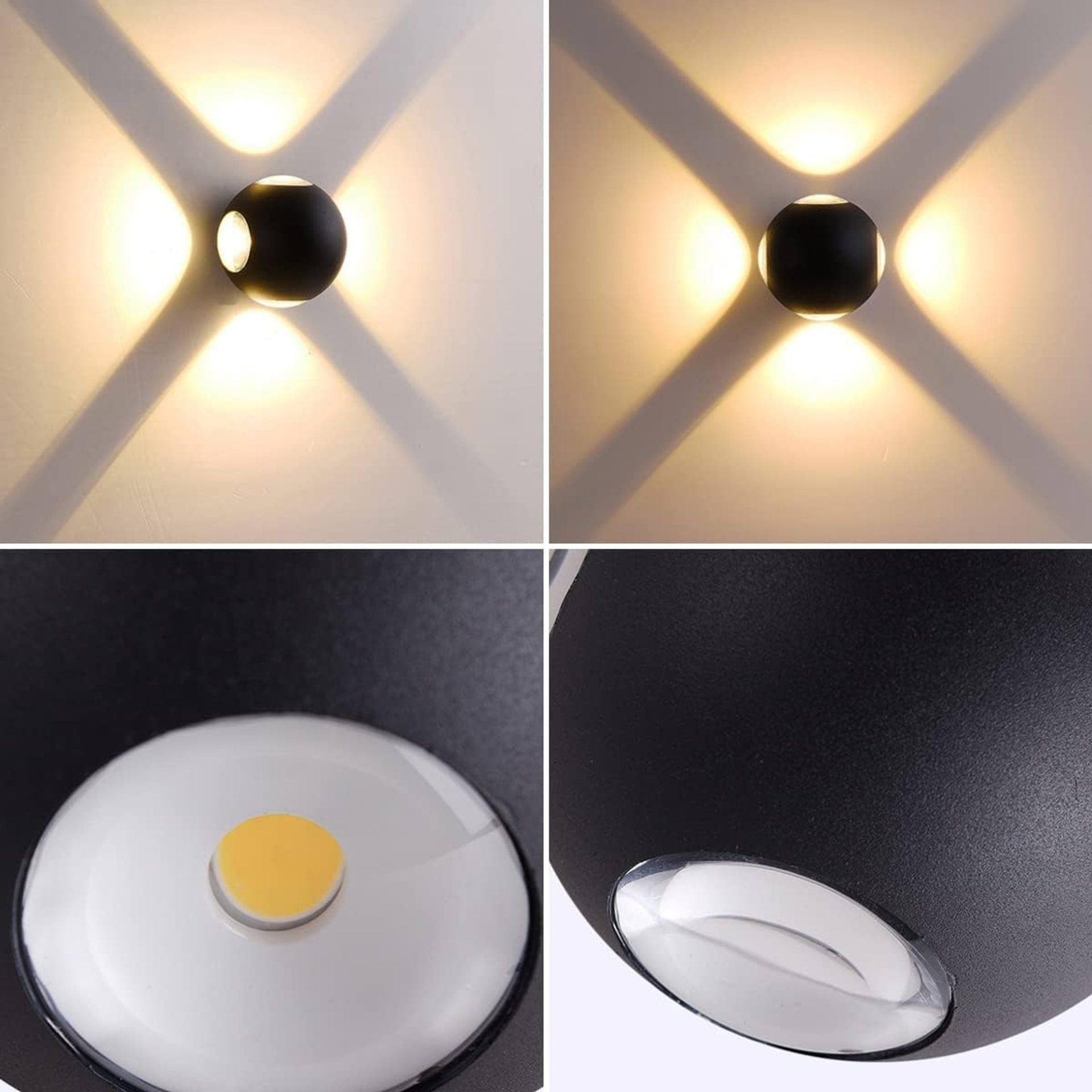 Aplica LED AX240, Exterior, 4 Surse, 4W, Negru, 3000K