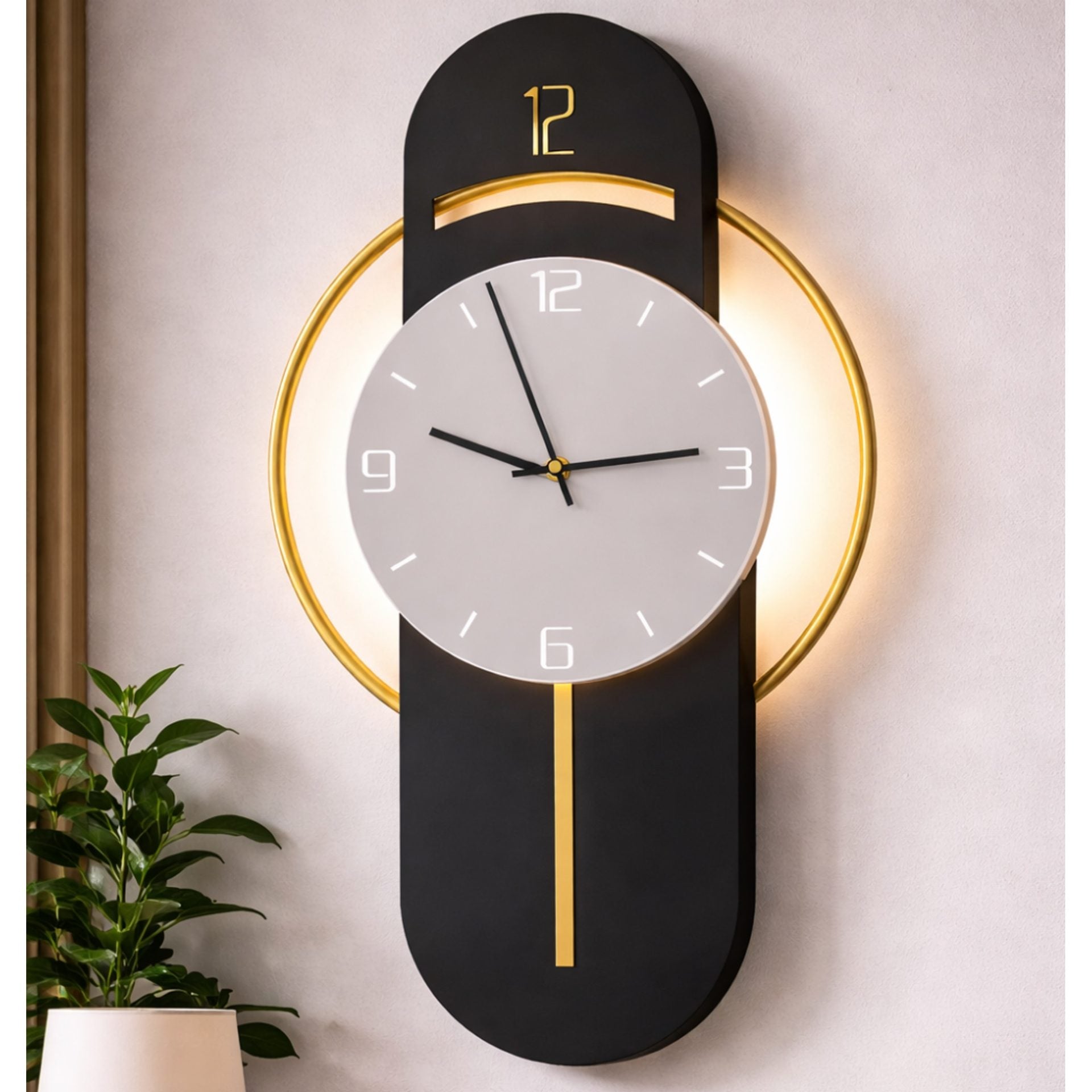 Aplica LED Decorativa BIZZ 58x36 cm Lumina Rece/Neutra/Calda Negru Auriu