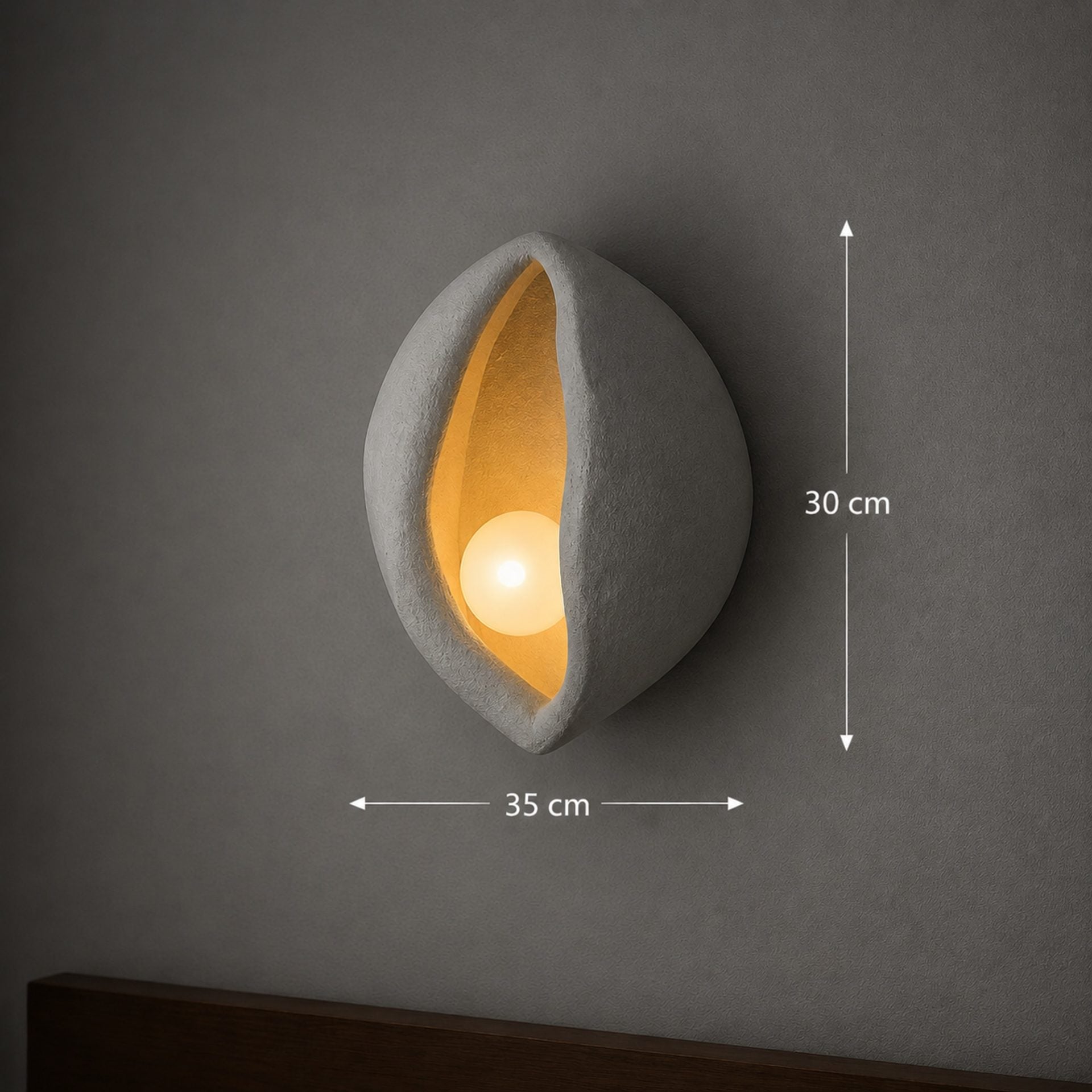 Aplica LED Decorativa CONCHA, 30x35cm, 1xE27, Polistiren, Gri