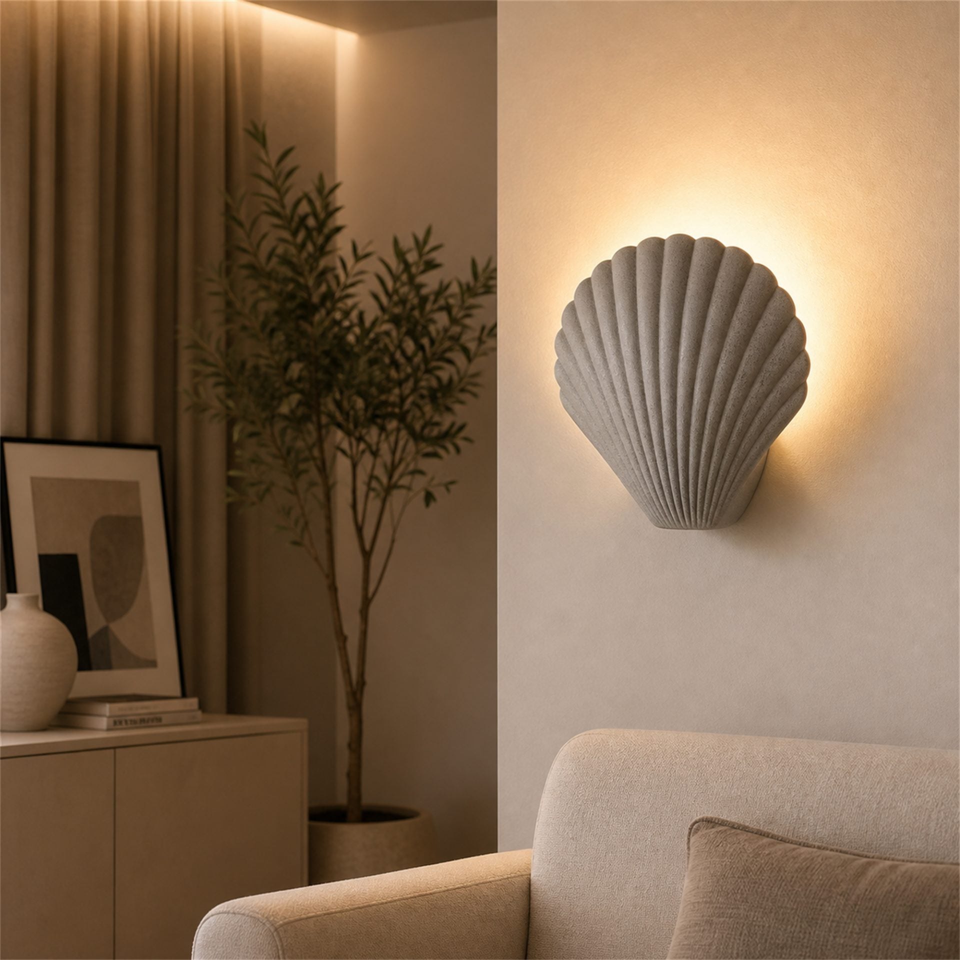 Aplica LED Decorativa CONCHA, 30x35cm, 1xE27, Polistiren, Gri