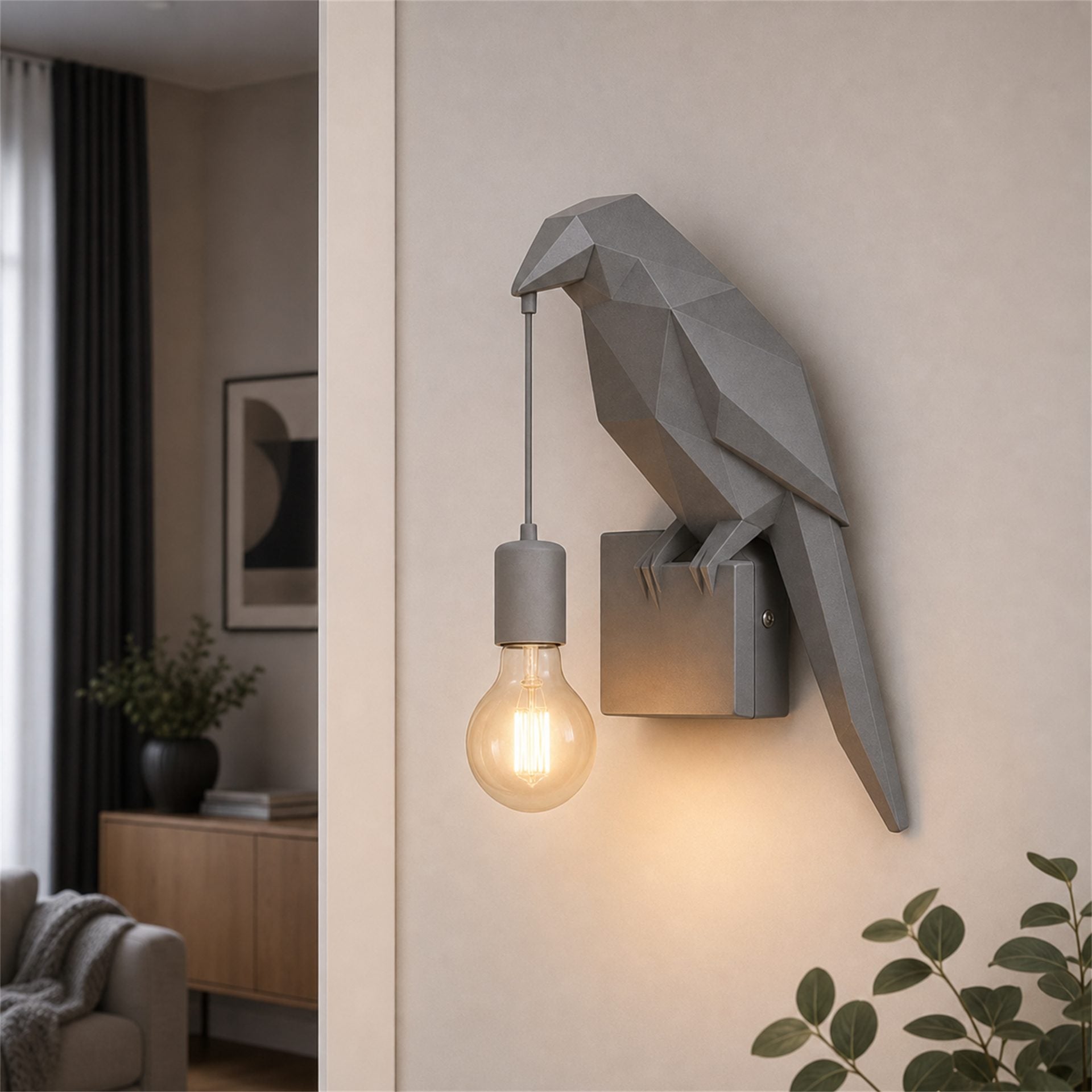 Aplica LED Decorativa CORVUS, 40x18cm, 1xE27, Polistiren, Gri