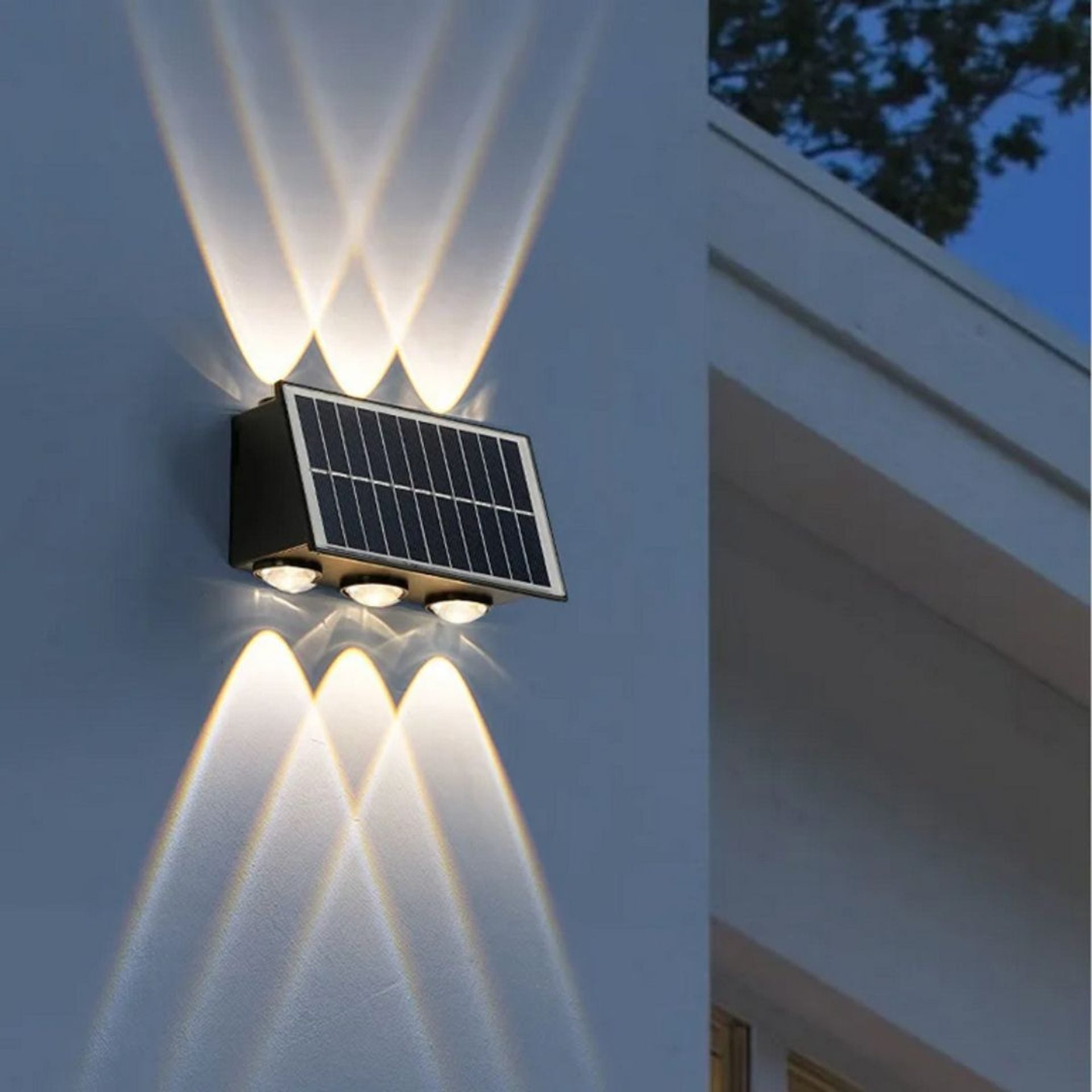 Aplica LED Exterior Solaris, 6 Surse de lumina, Lumina Calda, ABS si Plastic, Negru