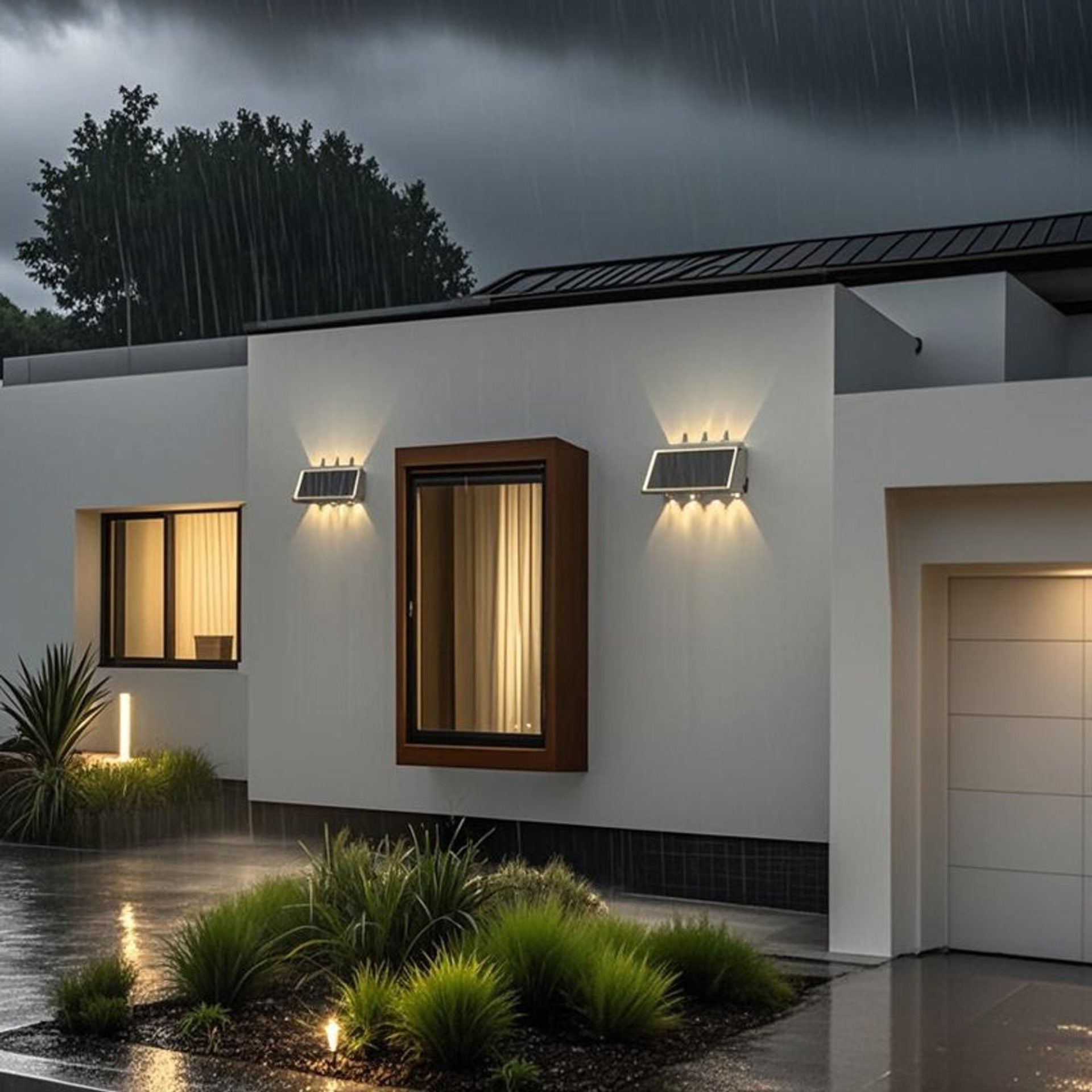 Aplica LED Exterior Solaris, 8 Surse de lumina, Lumina Calda, Negru