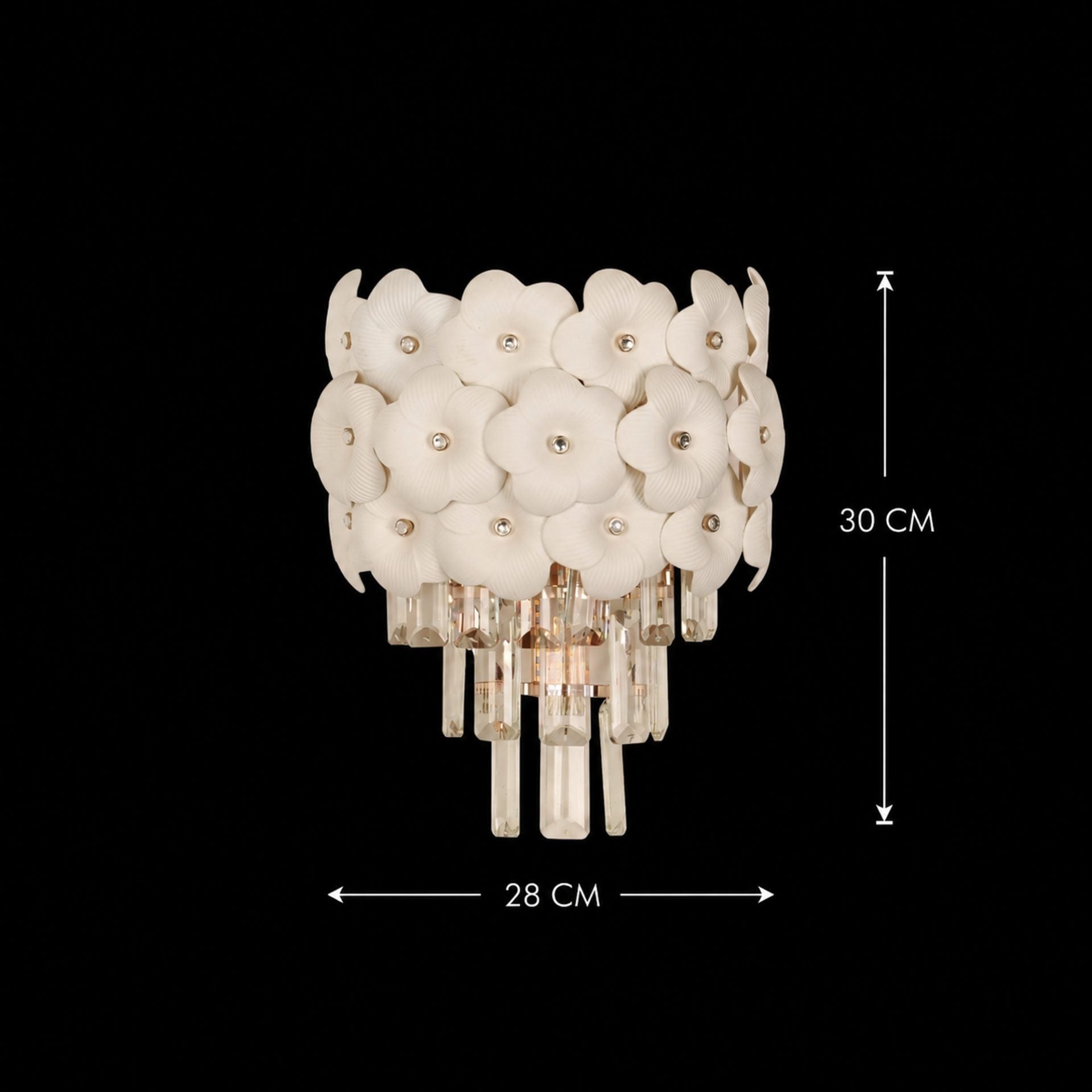 Aplica tip candelabru cristal PETAL 3xE14, 28 cm, Auriu, Inaltime Reglabila, Metal si Cristal