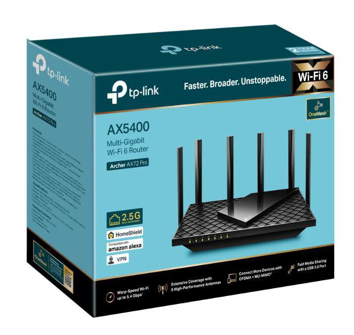 ROUTER Tp-Link wireless AX5400, 5400Mbps,1 x WAN 2.5 Gigabit, 4 porturi Gigabit,1 x USB 3.1, 2.4 Ghz/5 Ghz dual band, 6