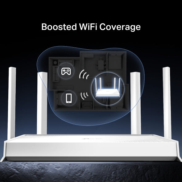 ROUTER TP-Link, Wi-Fi 7 BE3600 Dual-Band (2,4GHz+5GHz), 1x Port WAN Gigabit + 4x Port LAN Gigabit, 4 antene externe cu Beamforming, EasyMesh, HomeShield "Archer BE220W"