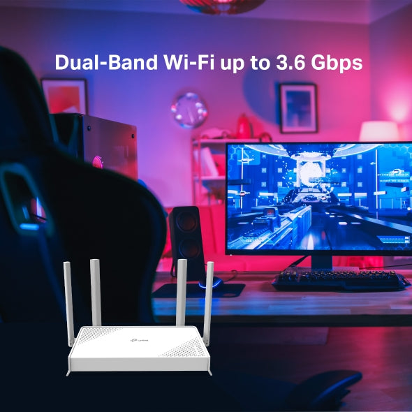 ROUTER TP-Link, Wi-Fi 7 BE3600 Dual-Band (2,4GHz+5GHz), 1x Port WAN Gigabit + 4x Port LAN Gigabit, 4 antene externe cu Beamforming, EasyMesh, HomeShield "Archer BE220W"