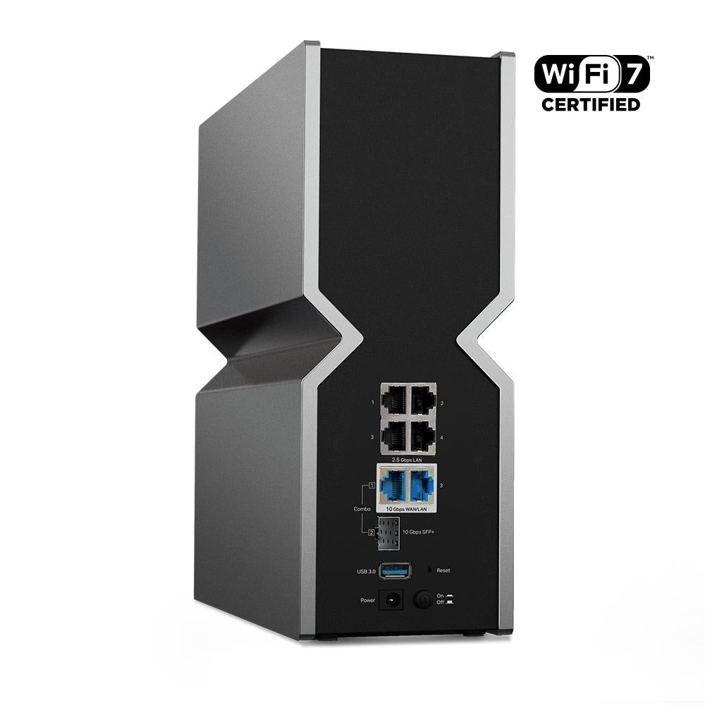 ROUTER TP-LINK wireless BE800 viteze Wi-Fi 7 Dual-Band de pana la 19000 Mbps 1× port WAN/LAN de 10Gbps, 1× port combo SFP+/RJ45 WAN/LAN de 10 Gbps si 4× porturi LAN de 2.5 Gbps, 2.4 Ghz/5/6 Ghz dual band, WI-FI 7 "Archer BE800"