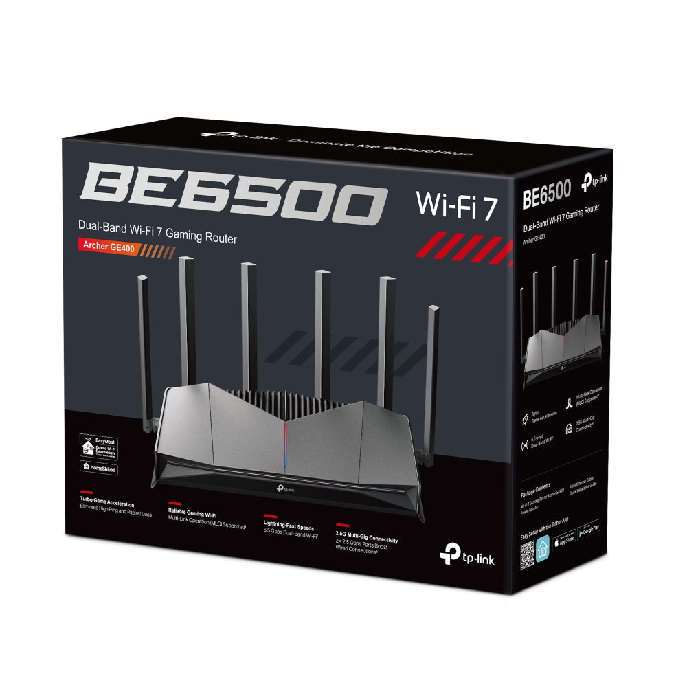 ROUTER TP-LINK wireless, BE6500 Dual-Band Wi-Fi 7 Gaming Router de pana la 6500 Mbps ,1×2.5 Gbps RJ45 WAN, 1x2.5 Gbps LAN, 3×1 Gbps LAN, 1×USB 3.0, WI-FI 7 "Archer GE400"