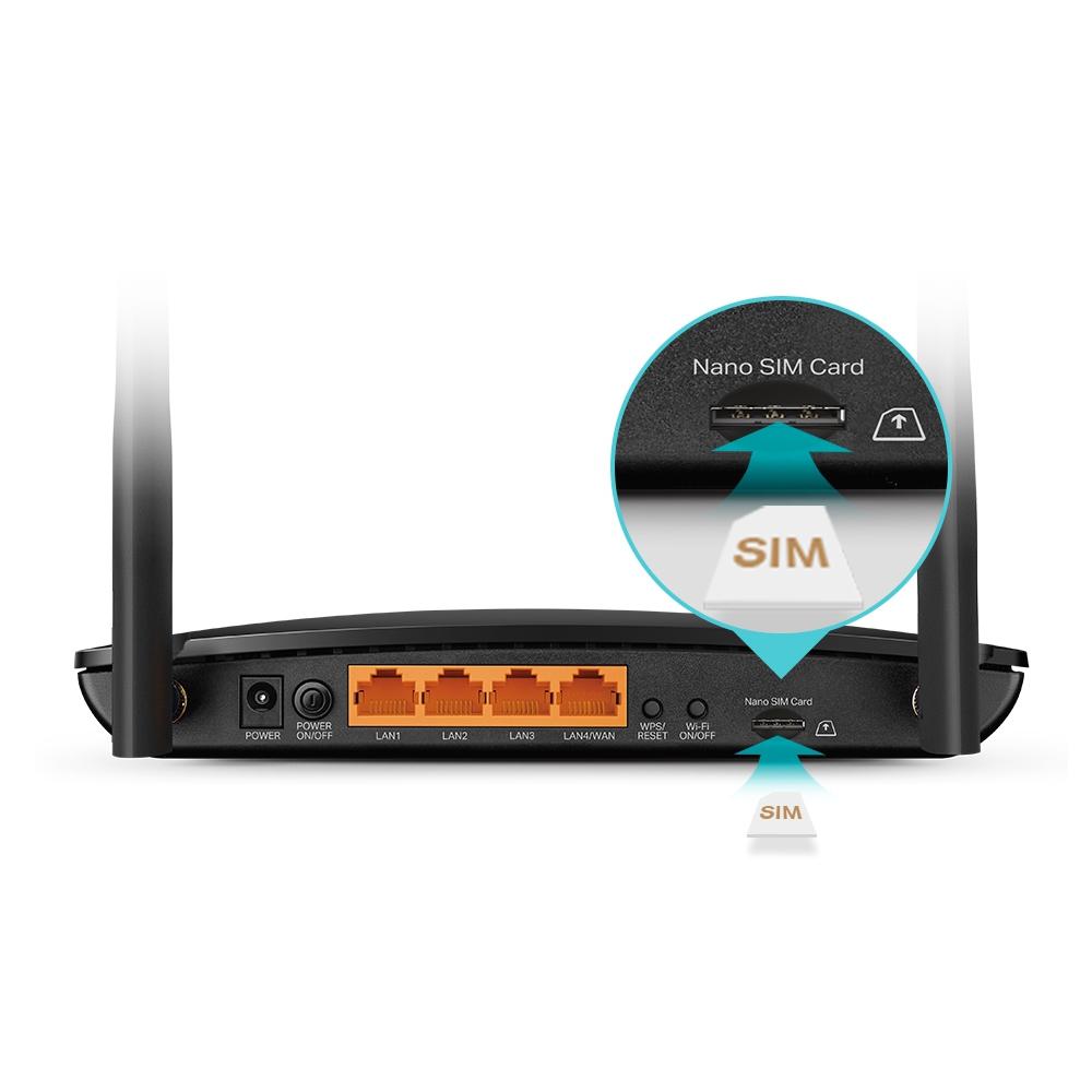 ROUTER TP-LINK wireless. 4G LTE (desktop), 1200Mbps. 3 porturi 10/100/1000Mbps + 1 WAN/LAN Gigabit, Dual Band "Archer MR500"
