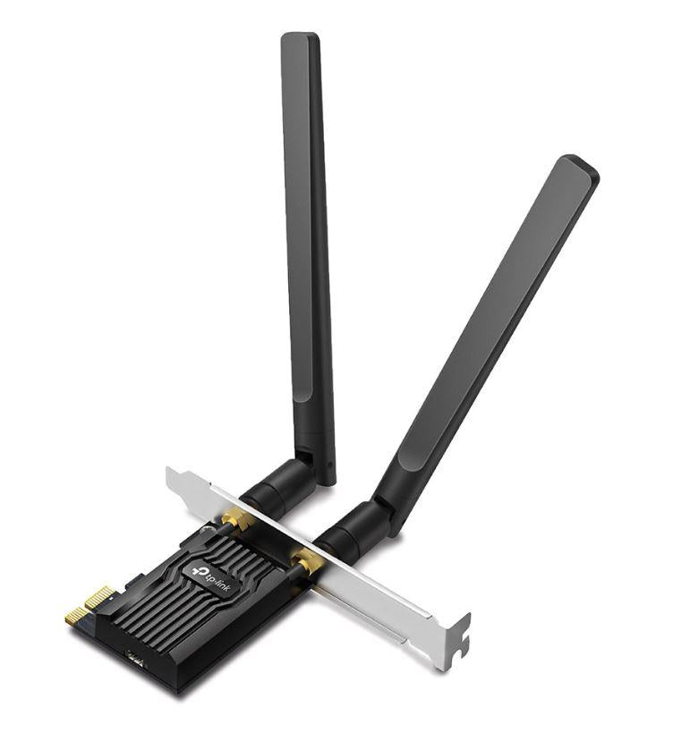 ADAPTOR RETEA TP-LINK AX1800, extern wireless 2.4 GHz | 5 GHz, PCI-E port, 1800 Mbps, WI-FI 6 si Bluetooth 5.2, antena externa x 2, "Archer TX20E"