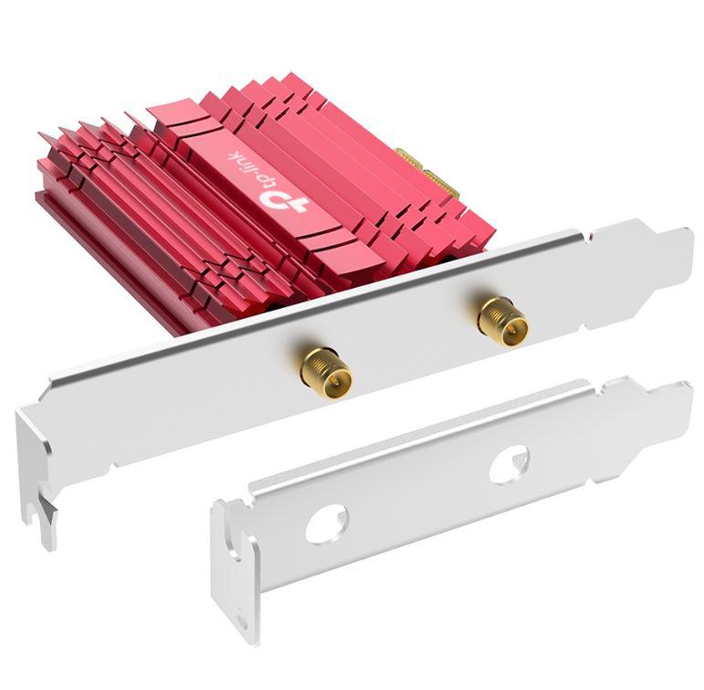 ADAPTOR RETEA TP-LINK AXE5400, extern wireless 2.4 GHz | 5 GHz | 6GHz, PCI-E port, 5400 Mbps, WI-FI 6E si Bluetooth 5.3, antena externa x 2, "Archer TXE75E"