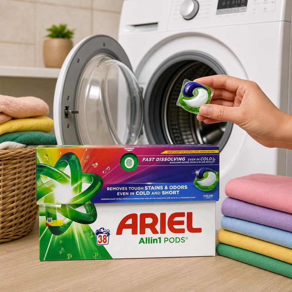 Detergent Capsule, Ariel All-in-1 PODS, 38 buc, Color 3in1
