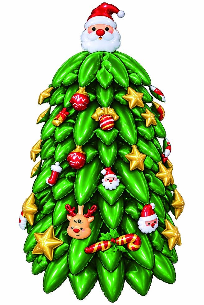 Assemble the Grandpa Christmas Tree Balloon，Overall balloon size: 130 × 126 cm