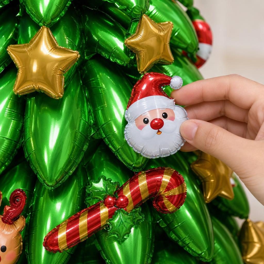Assemble the Grandpa Christmas Tree Balloon，Overall balloon size: 130 × 126 cm
