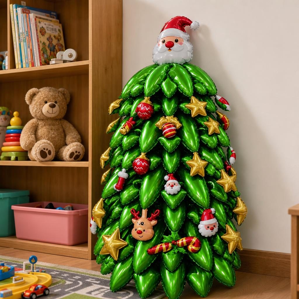 Assemble the Grandpa Christmas Tree Balloon，Overall balloon size: 130 × 126 cm