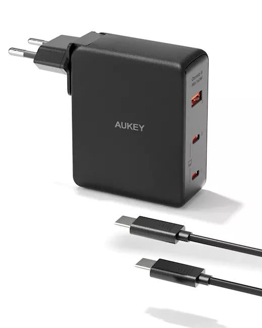 Alimentator retea Aukey, PA-B7O BK, 140W, fast charge, 2 x USB-C, 1 x USB-A, negru, "EU001-LLTSEUN1041556" - 689323785780