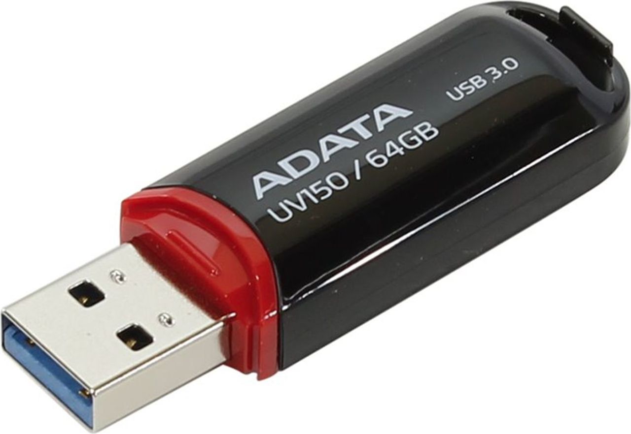 MEMORIE USB 3.2 ADATA 64 GB, cu capac, carcasa plastic, negru, "AUV150-64G-RBK"