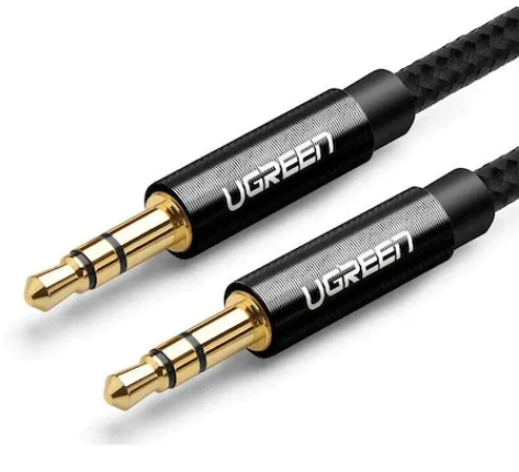 CABLU audio Ugreen, "AV112" stereo (3.5 mm jack T/T), 1m, conectori auriti, braided, negru "50361" - 6957303853618
